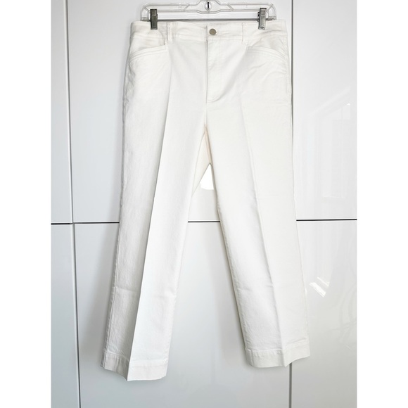 Ann Taylor Factory White Twill Pants Size 6 Ankle Length Casual Summer Coastal - Picture 1 of 6